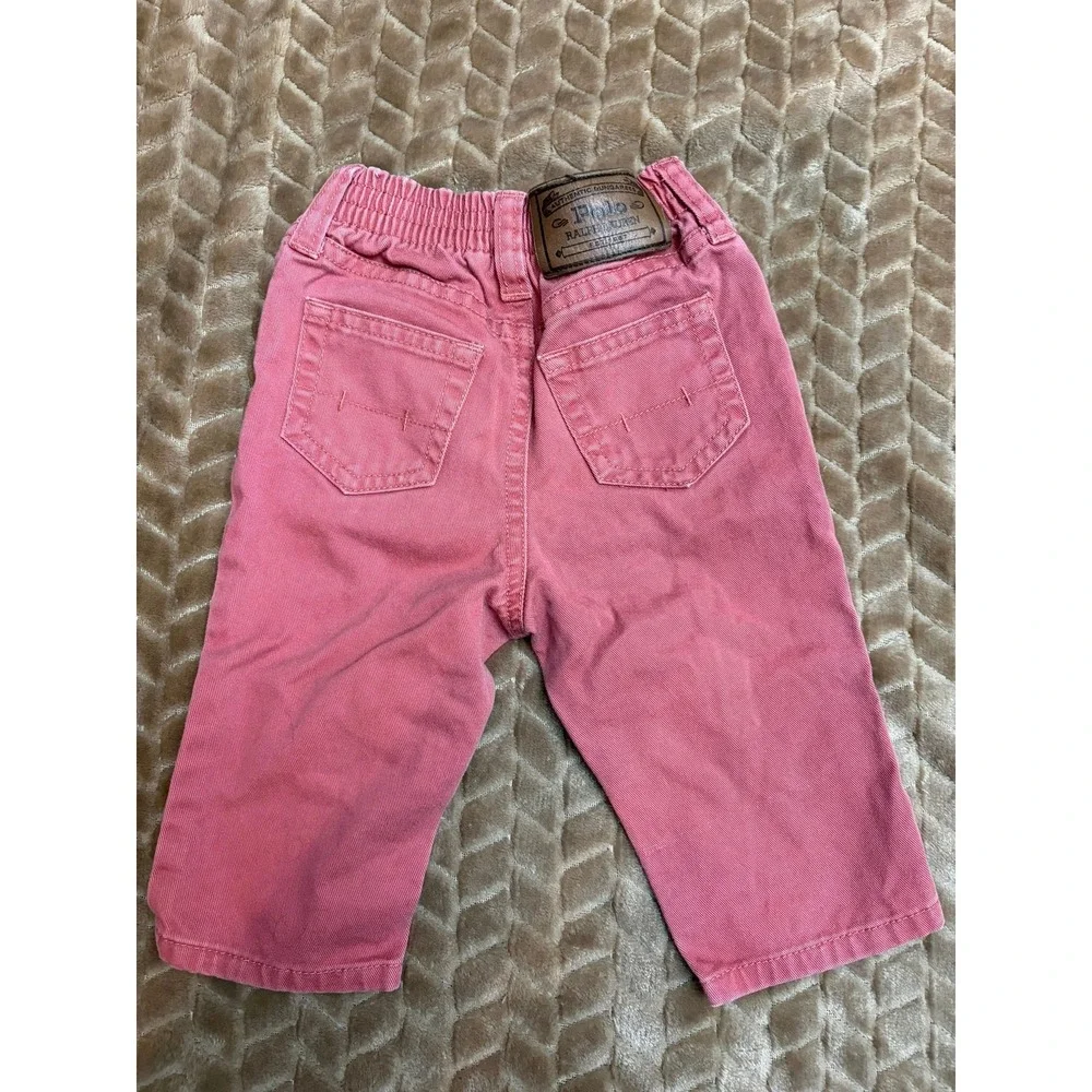 Polo Ralph Lauren Pants‎ 6M Coral Pink Authentic Dungarees Preppy Cotton Twill
